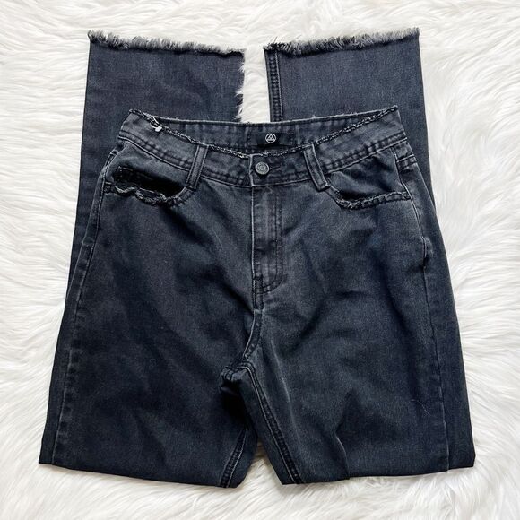 Missguided Raw Edge Straight Leg Jeans Black Size 4 - Picture 2 of 8